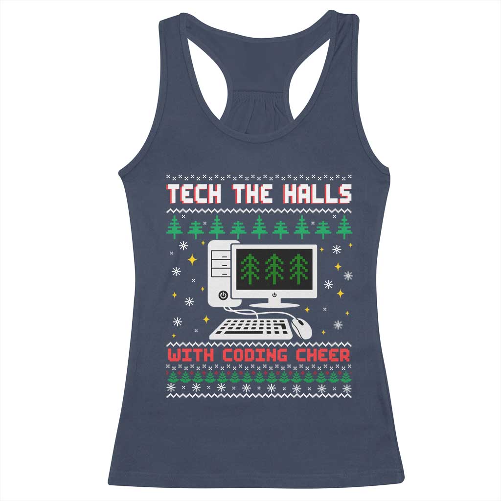 Tech Support Christmas Racerback Tank Top Tech The Halls With Cooking Cheer - Wonder Print Shop