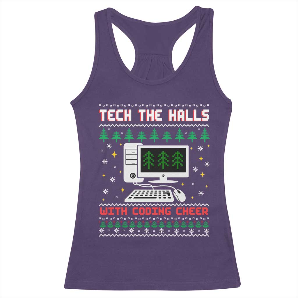 Tech Support Christmas Racerback Tank Top Tech The Halls With Cooking Cheer - Wonder Print Shop