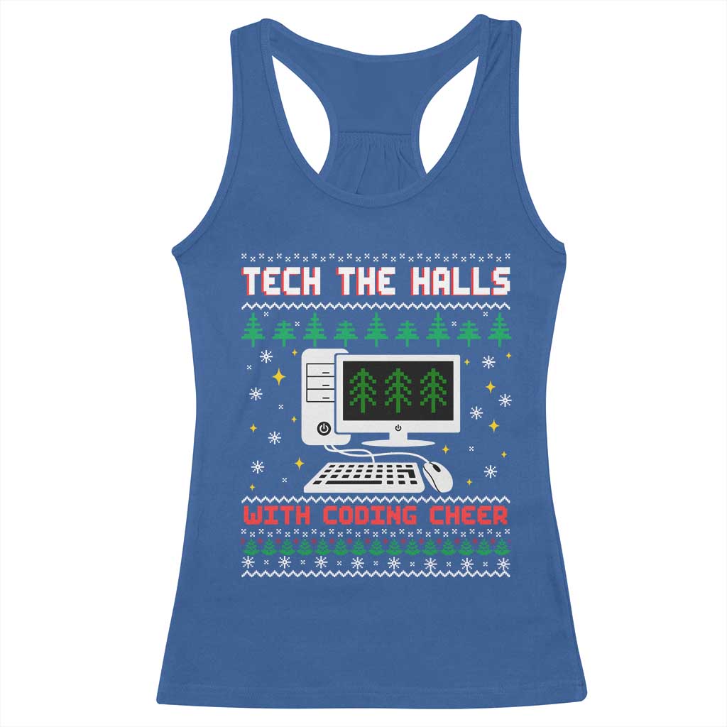 Tech Support Christmas Racerback Tank Top Tech The Halls With Cooking Cheer - Wonder Print Shop