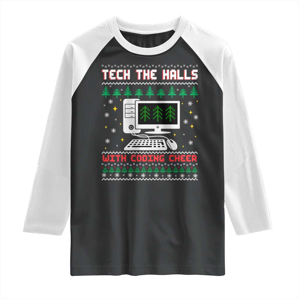 Tech Support Christmas Raglan Shirt Tech The Halls With Cooking Cheer - Wonder Print Shop