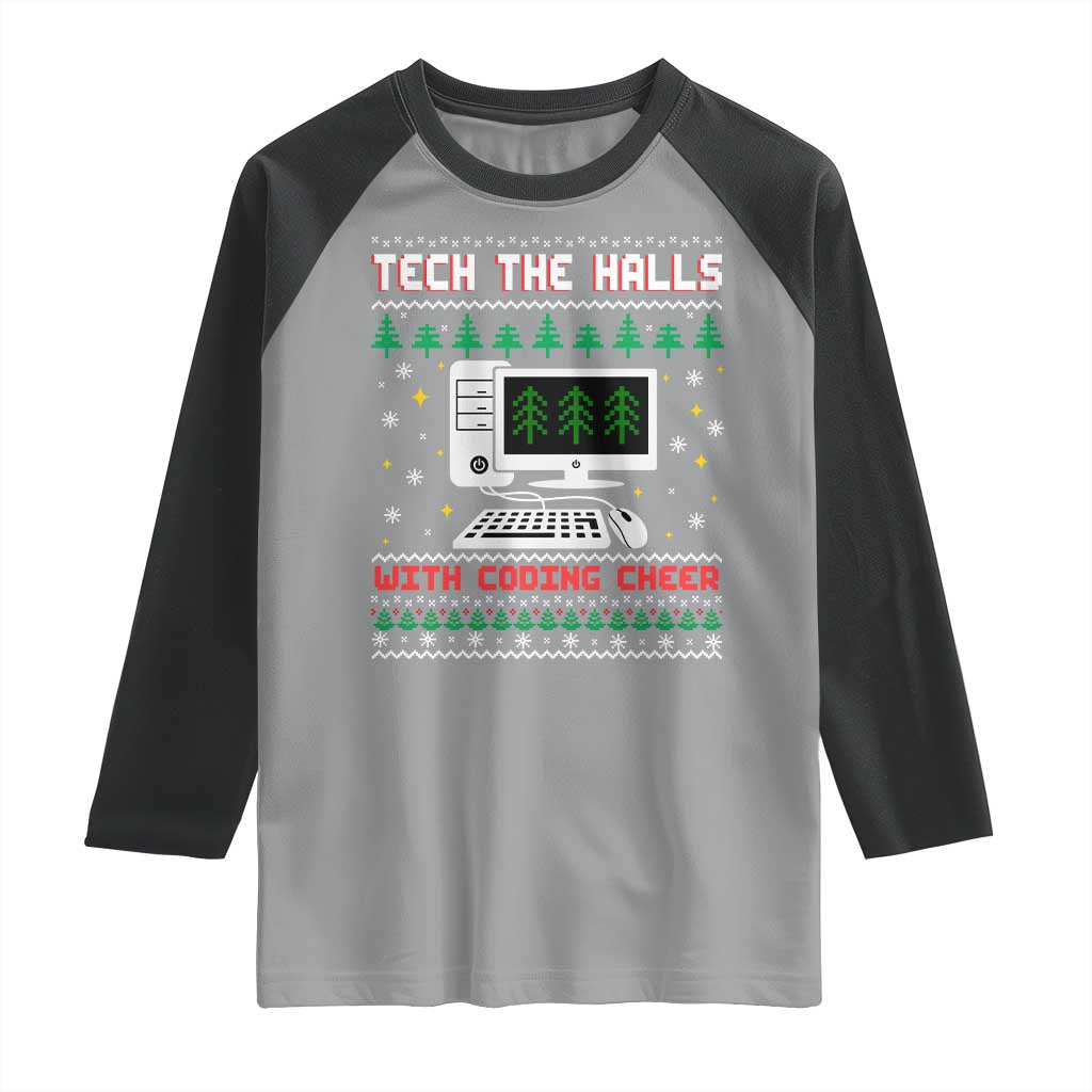 Tech Support Christmas Raglan Shirt Tech The Halls With Cooking Cheer - Wonder Print Shop