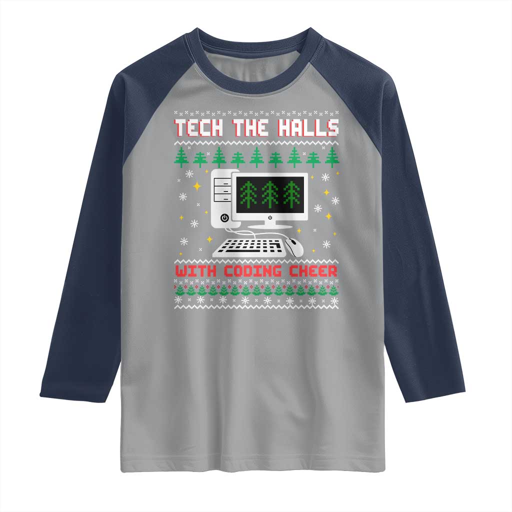 Tech Support Christmas Raglan Shirt Tech The Halls With Cooking Cheer - Wonder Print Shop