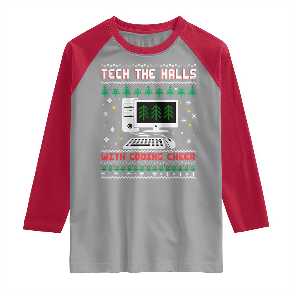 Tech Support Christmas Raglan Shirt Tech The Halls With Cooking Cheer - Wonder Print Shop