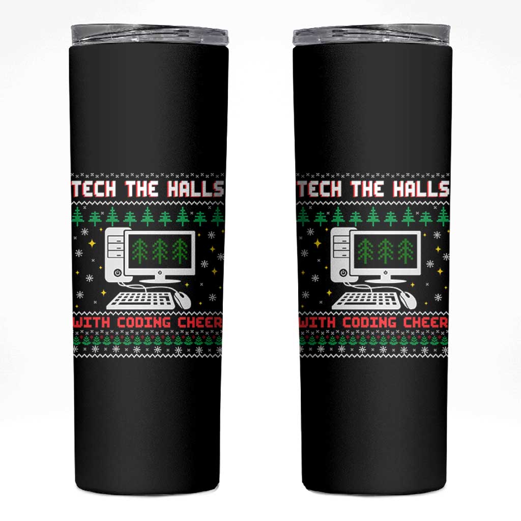 Tech Support Christmas Skinny Tumbler Tech The Halls With Cooking Cheer - Wonder Print Shop