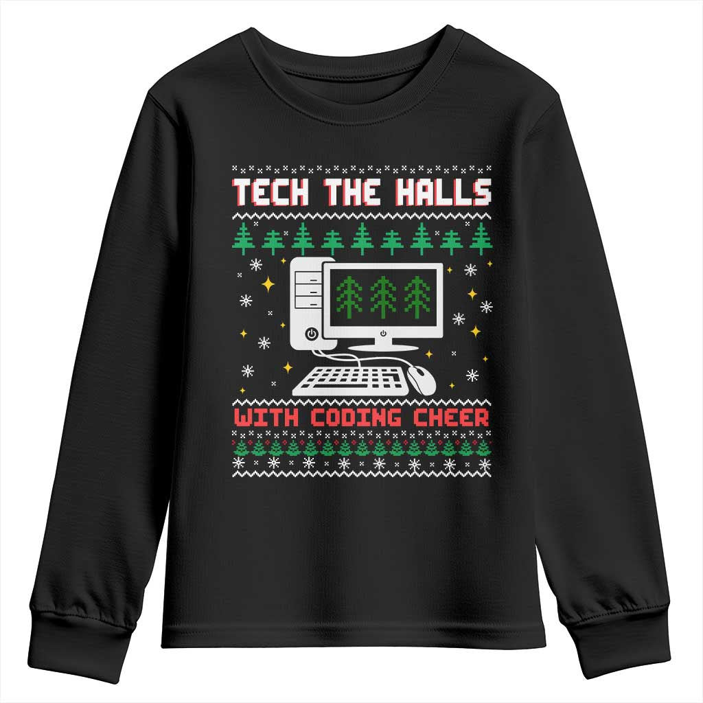 Tech Support Christmas Youth Sweatshirt Tech The Halls With Cooking Cheer - undefined
