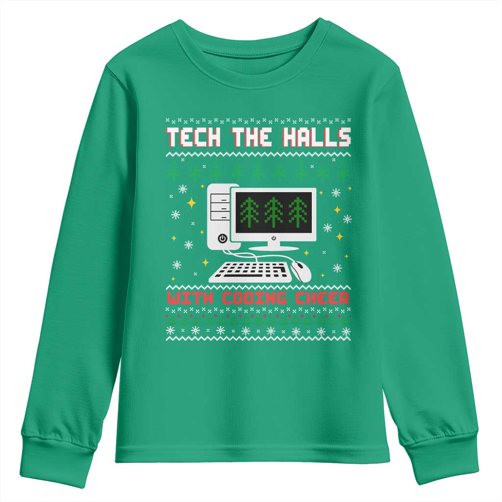Tech Support Christmas Youth Sweatshirt Tech The Halls With Cooking Cheer - undefined