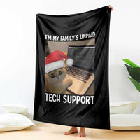 Funny Tech Support Cat Christmas Throw Blanket - Wonder Print Shop