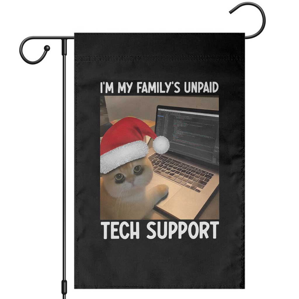 Funny Tech Support Cat Christmas Garden Flag - Wonder Print Shop