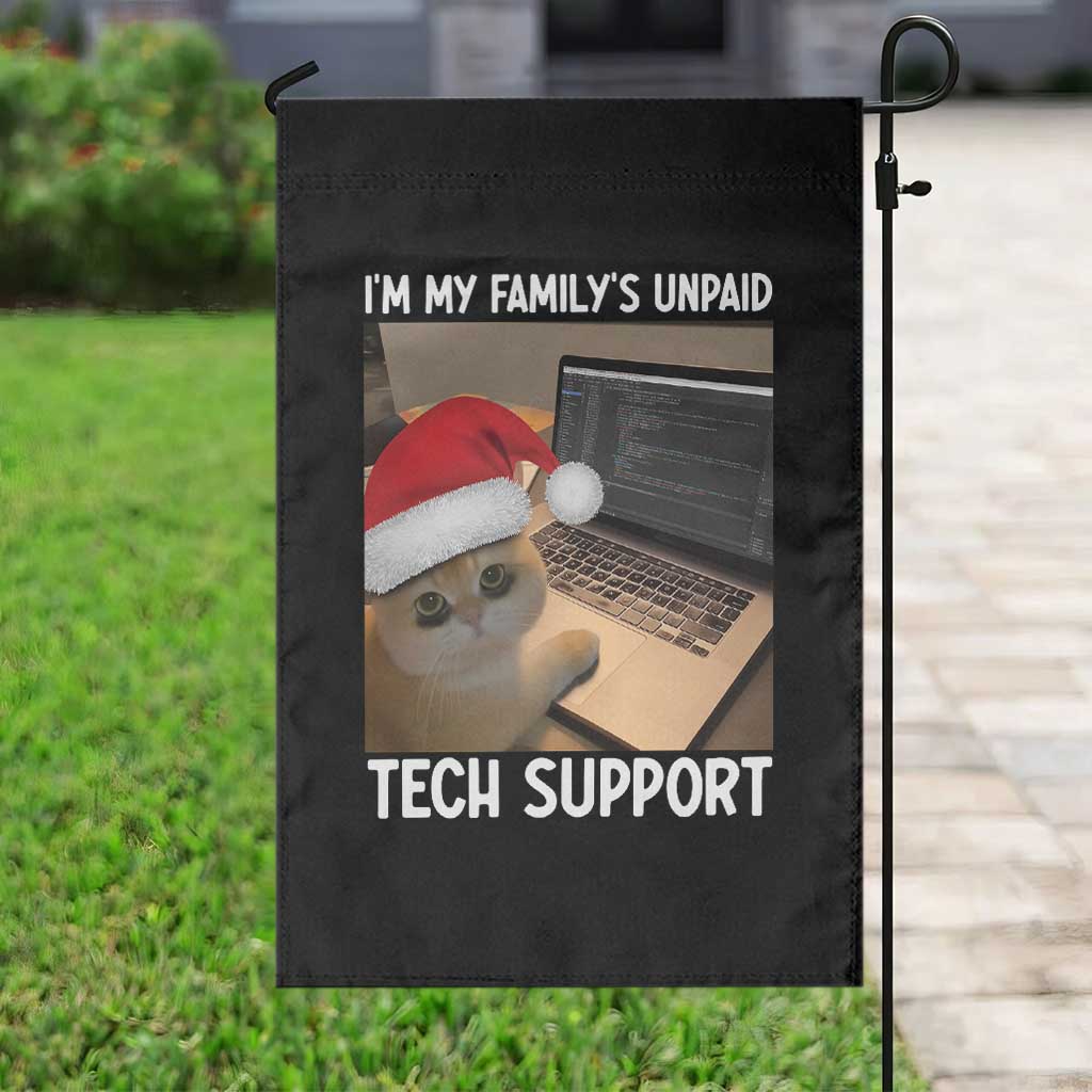 Funny Tech Support Cat Christmas Garden Flag - Wonder Print Shop