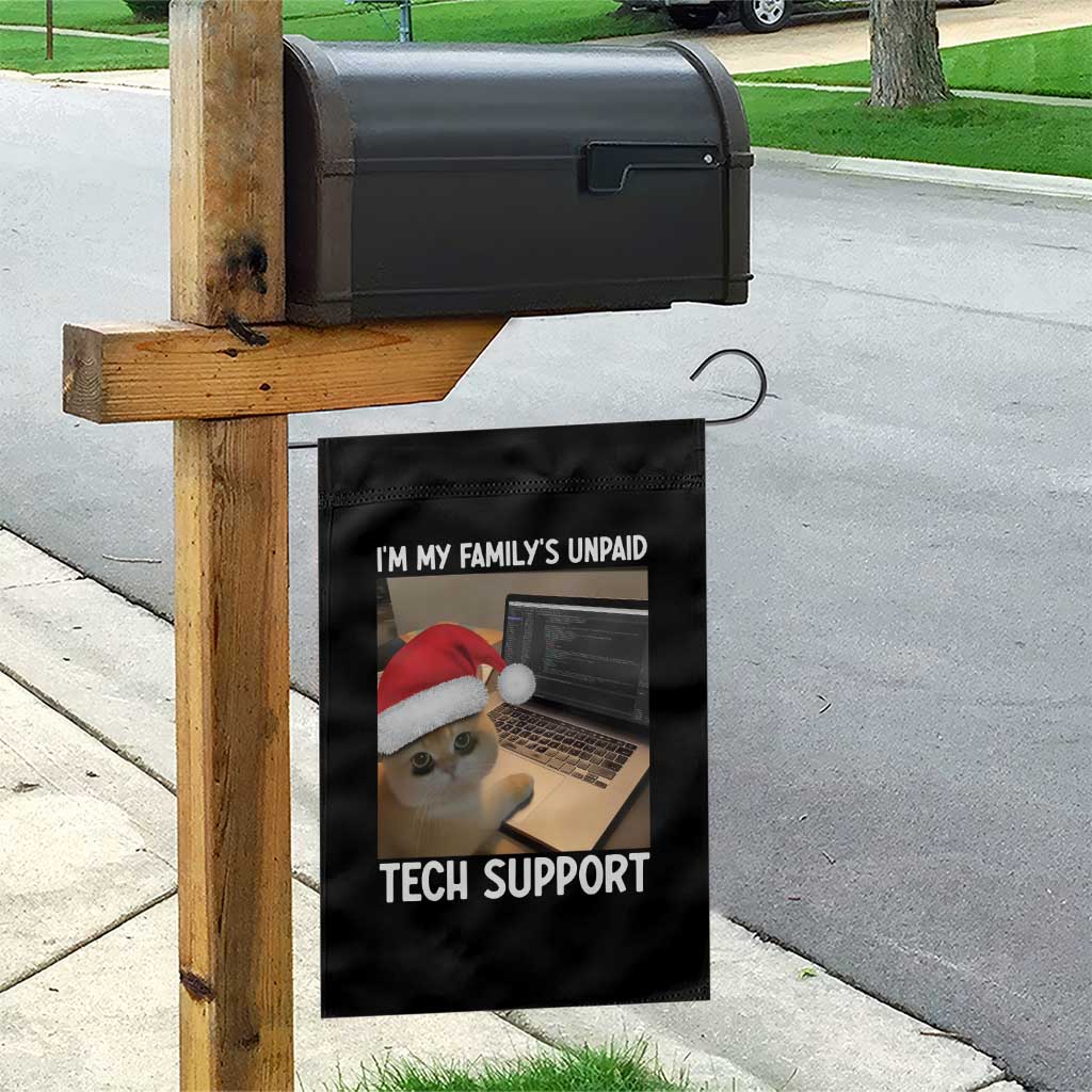 Funny Tech Support Cat Christmas Garden Flag - Wonder Print Shop