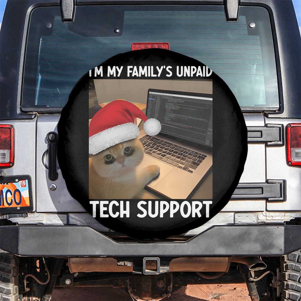 Funny Tech Support Cat Christmas Spare Tire Cover - Wonder Print Shop