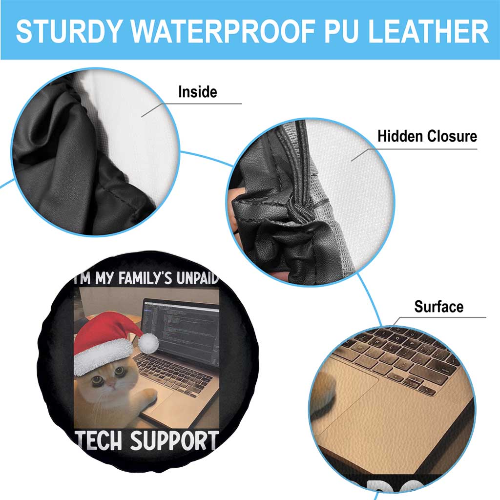 Funny Tech Support Cat Christmas Spare Tire Cover - Wonder Print Shop