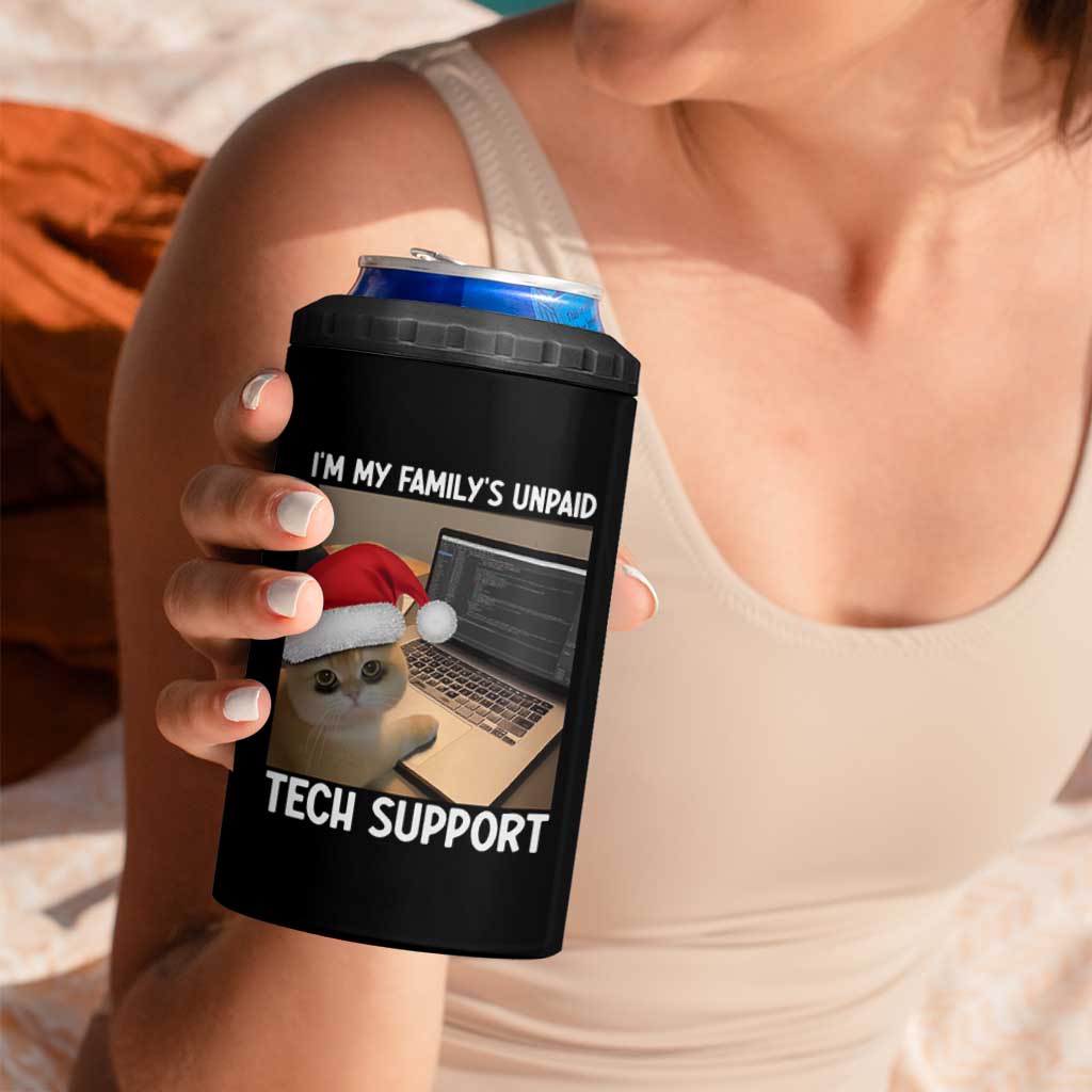 Funny Tech Support Cat Christmas 4 in 1 Can Cooler Tumbler - Wonder Print Shop