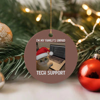 Funny Tech Support Cat Christmas Ceramic Ornament - Wonder Print Shop