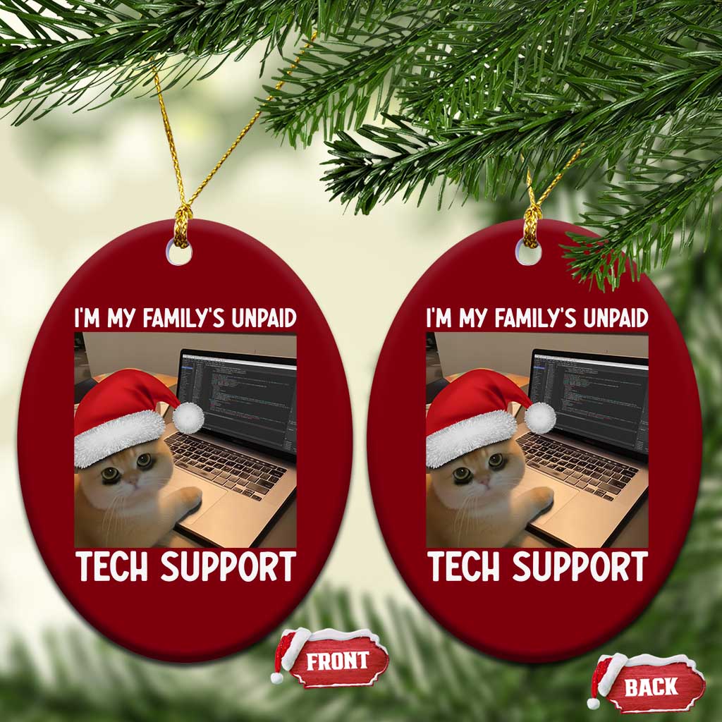 Funny Tech Support Cat Christmas Ceramic Ornament - Wonder Print Shop