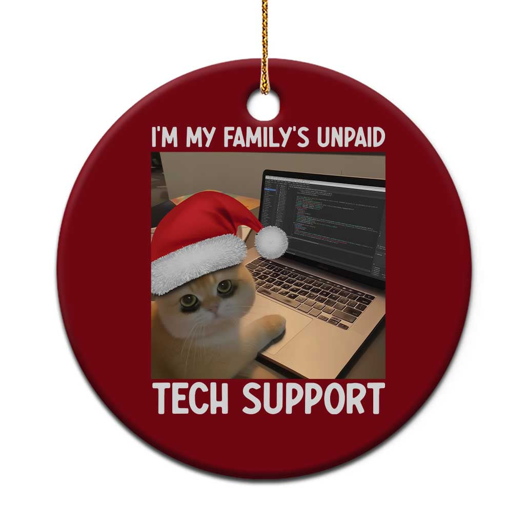 Funny Tech Support Cat Christmas Ceramic Ornament - Wonder Print Shop
