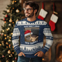 Funny Tech Support Cat Xmas Ugly Christmas Sweater - Wonder Print Shop