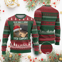 Funny Tech Support Cat Xmas Ugly Christmas Sweater - Wonder Print Shop