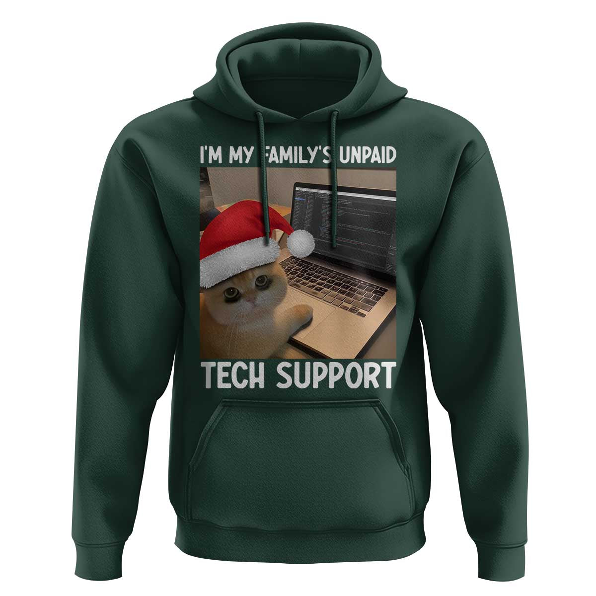 Funny Tech Support Cat Christmas Hoodie - Wonder Print Shop