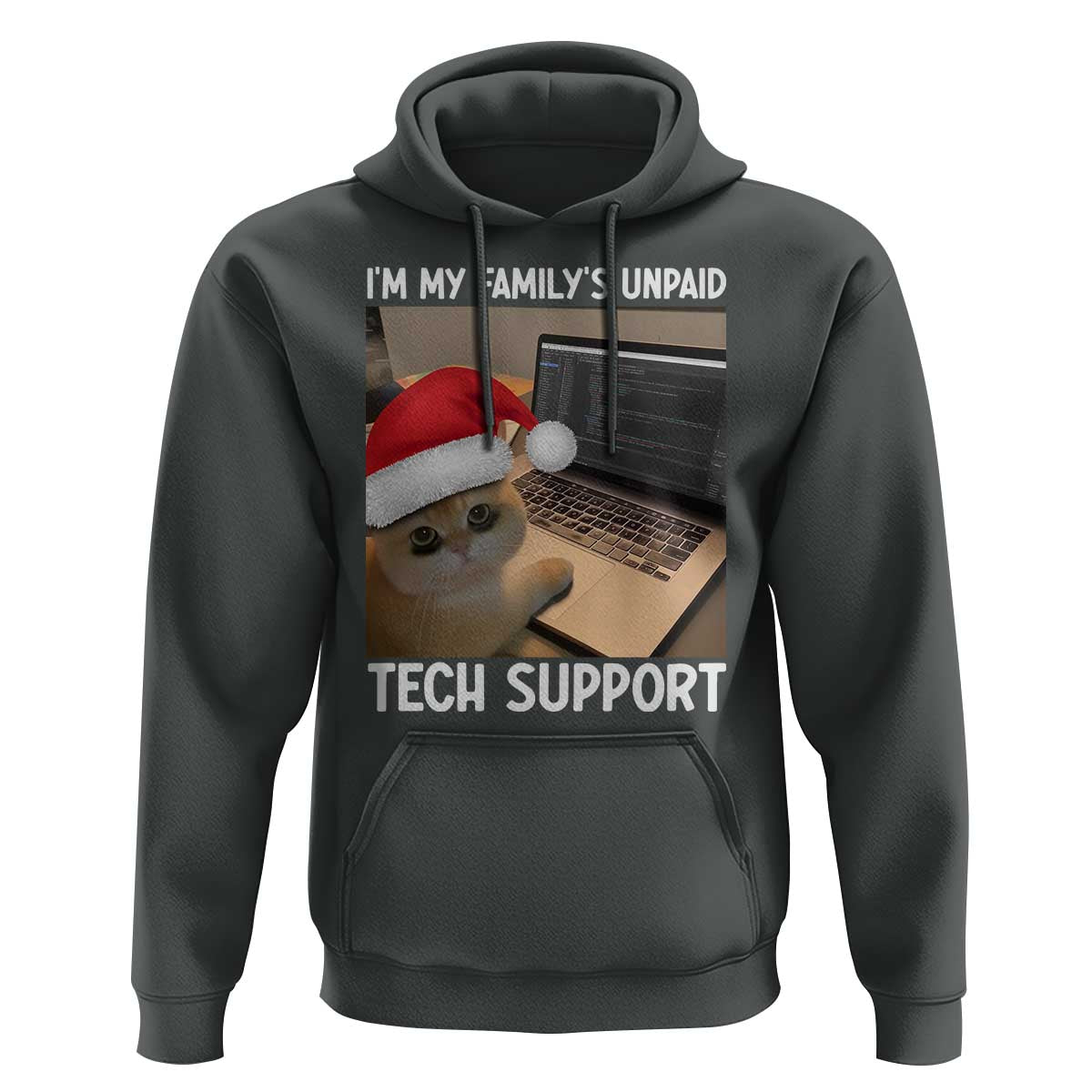 Funny Tech Support Cat Christmas Hoodie - Wonder Print Shop