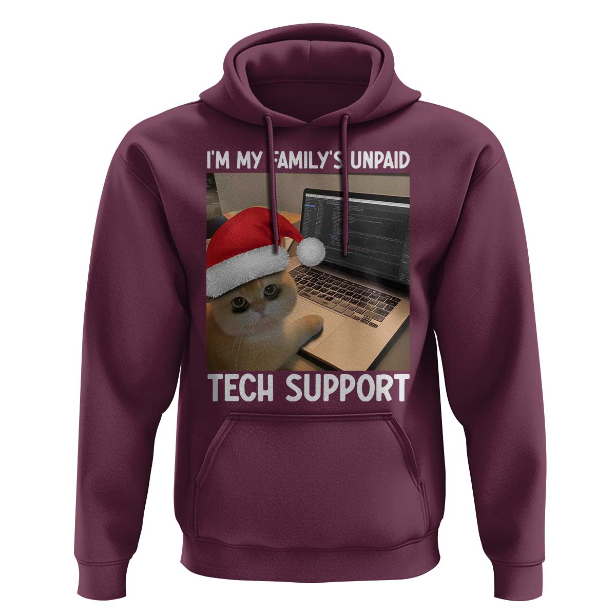 Funny Tech Support Cat Christmas Hoodie - Wonder Print Shop