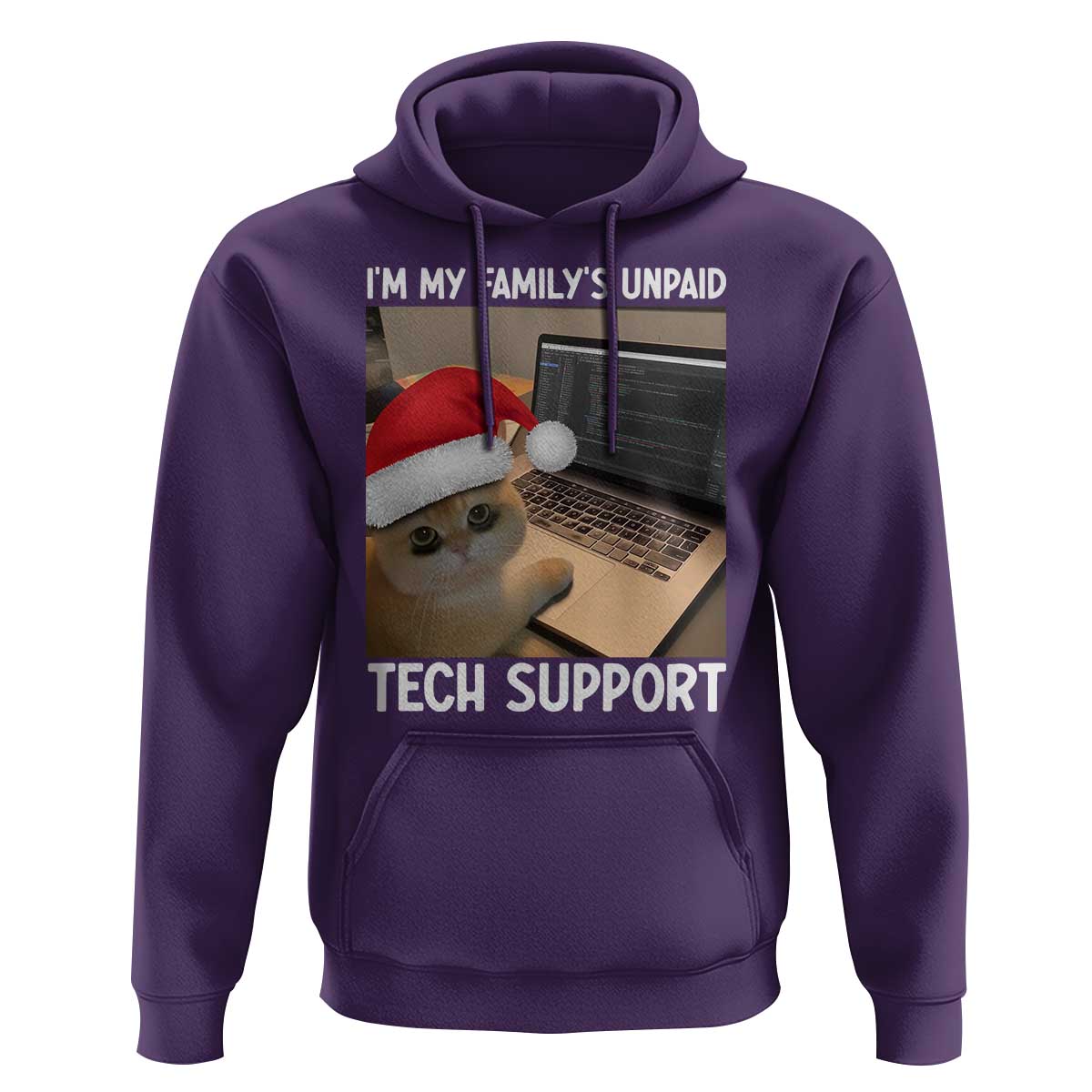 Funny Tech Support Cat Christmas Hoodie - Wonder Print Shop