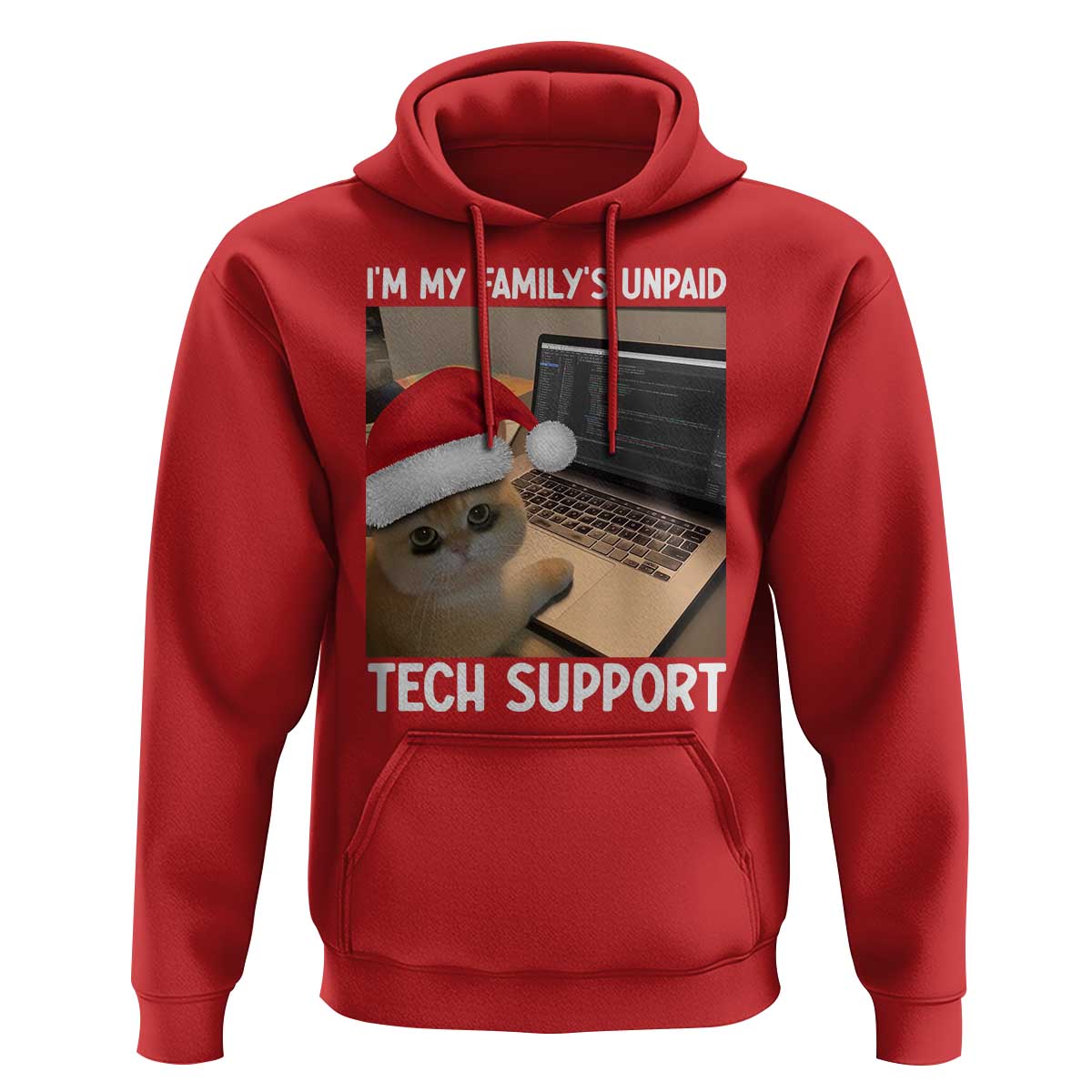 Funny Tech Support Cat Christmas Hoodie - Wonder Print Shop
