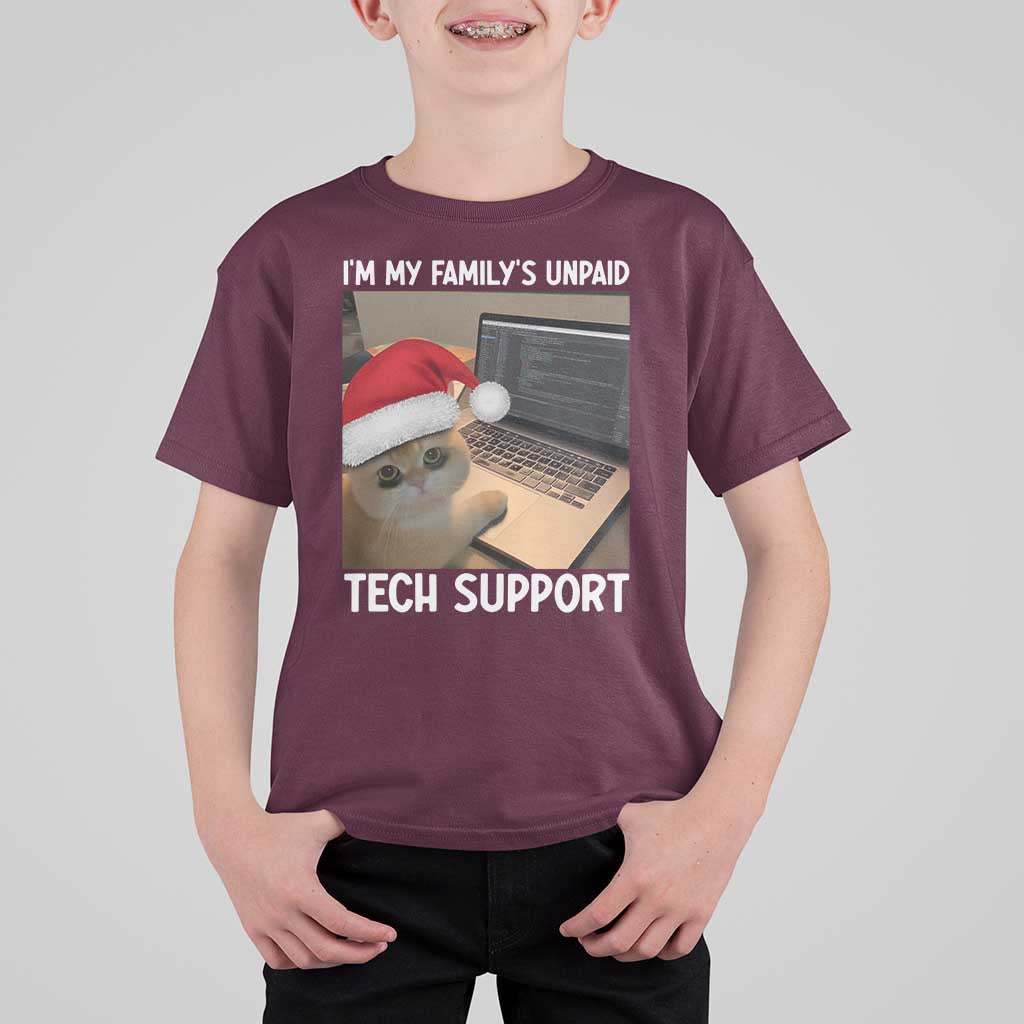 Funny Tech Support Cat Christmas T Shirt For Kid - Wonder Print Shop