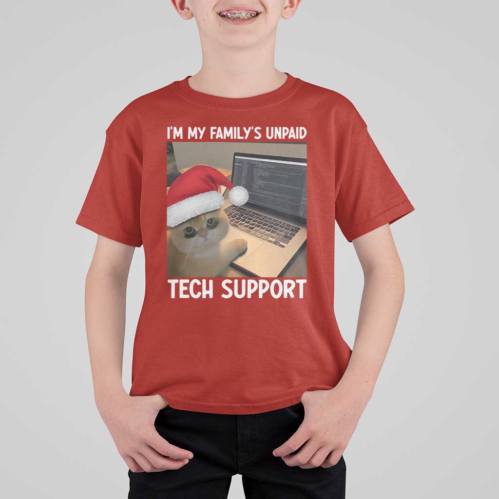 Funny Tech Support Cat Christmas T Shirt For Kid - Wonder Print Shop