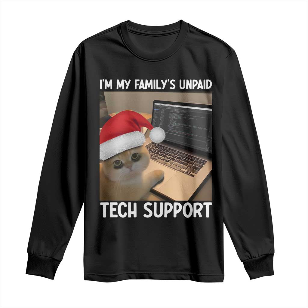 Funny Tech Support Cat Christmas Long Sleeve Shirt - Wonder Print Shop