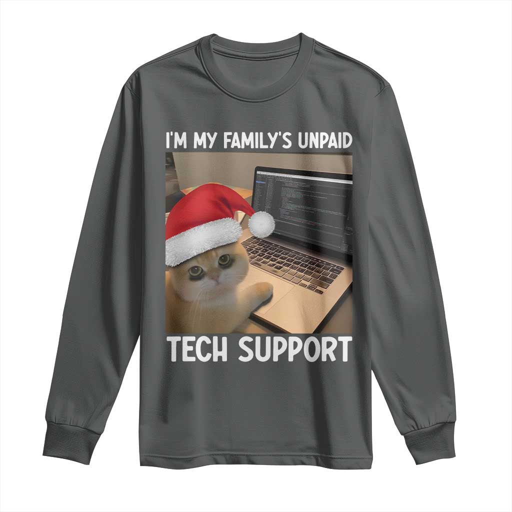 Funny Tech Support Cat Christmas Long Sleeve Shirt - Wonder Print Shop