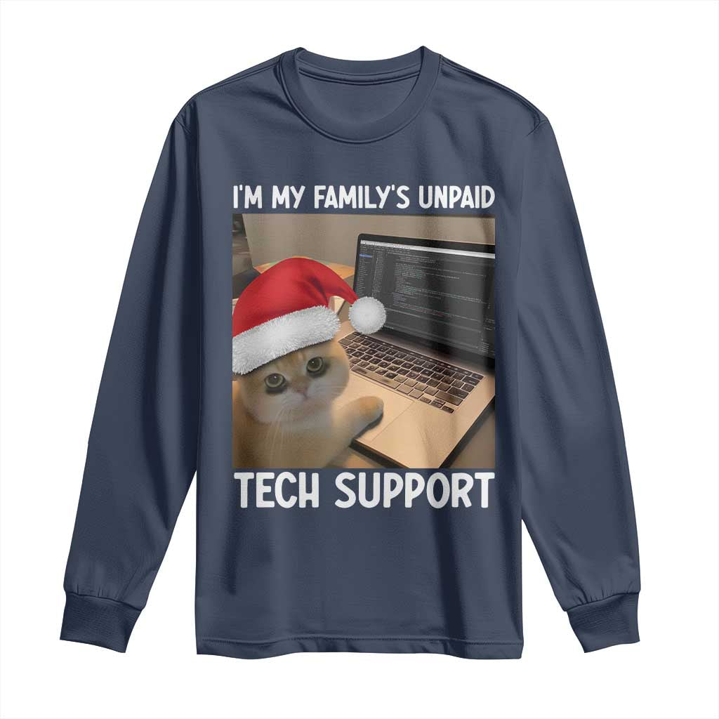 Funny Tech Support Cat Christmas Long Sleeve Shirt - Wonder Print Shop