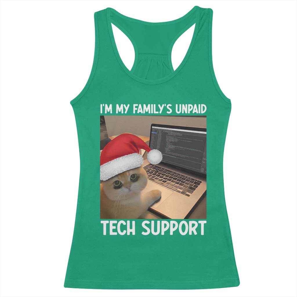 Funny Tech Support Cat Christmas Racerback Tank Top - Wonder Print Shop