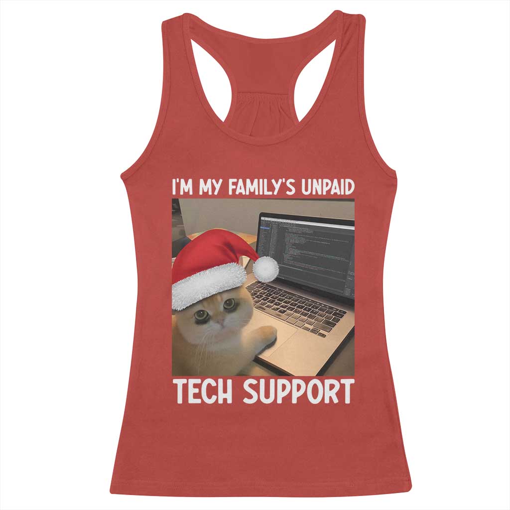 Funny Tech Support Cat Christmas Racerback Tank Top - Wonder Print Shop