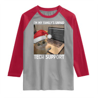 Funny Tech Support Cat Christmas Raglan Shirt - Wonder Print Shop