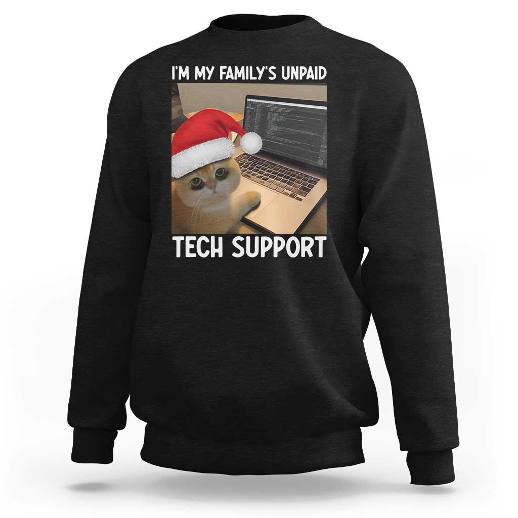 Funny Tech Support Cat Christmas Sweatshirt - Wonder Print Shop