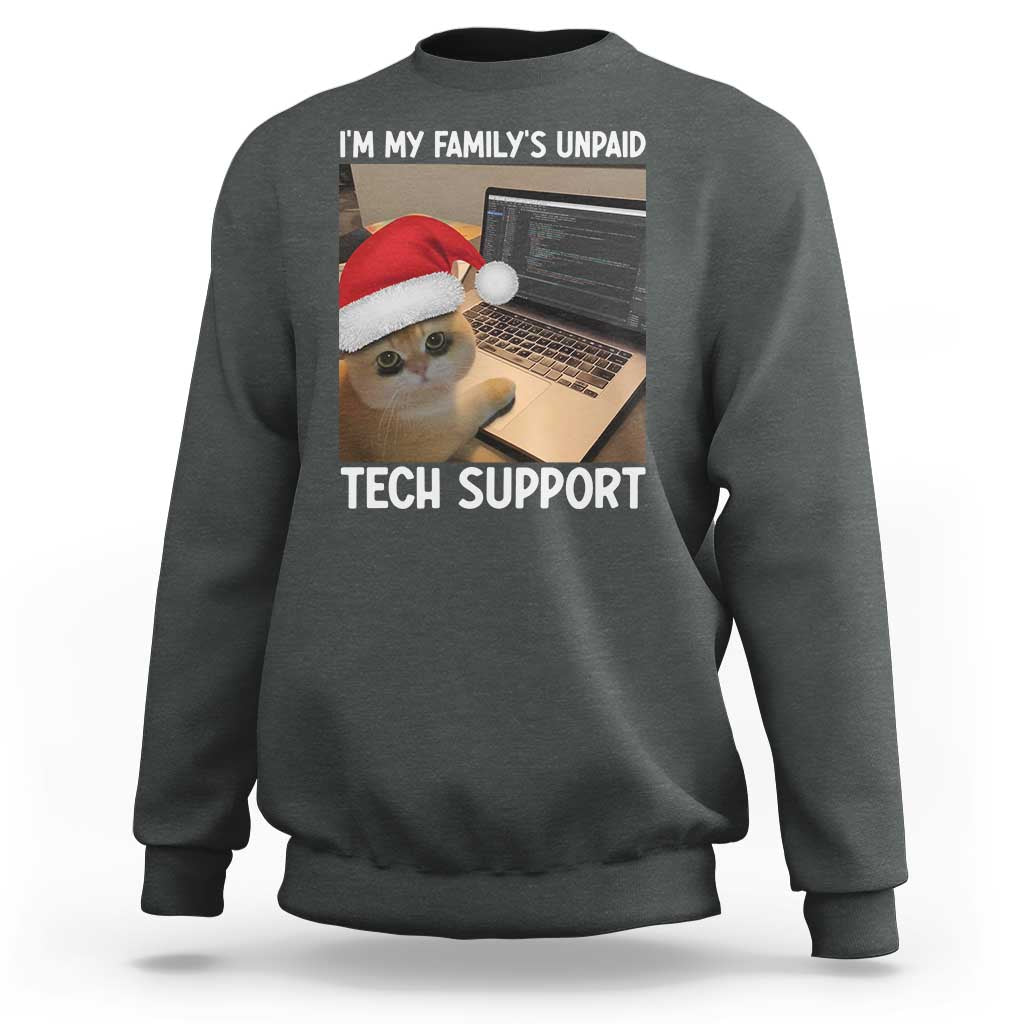 Funny Tech Support Cat Christmas Sweatshirt - Wonder Print Shop