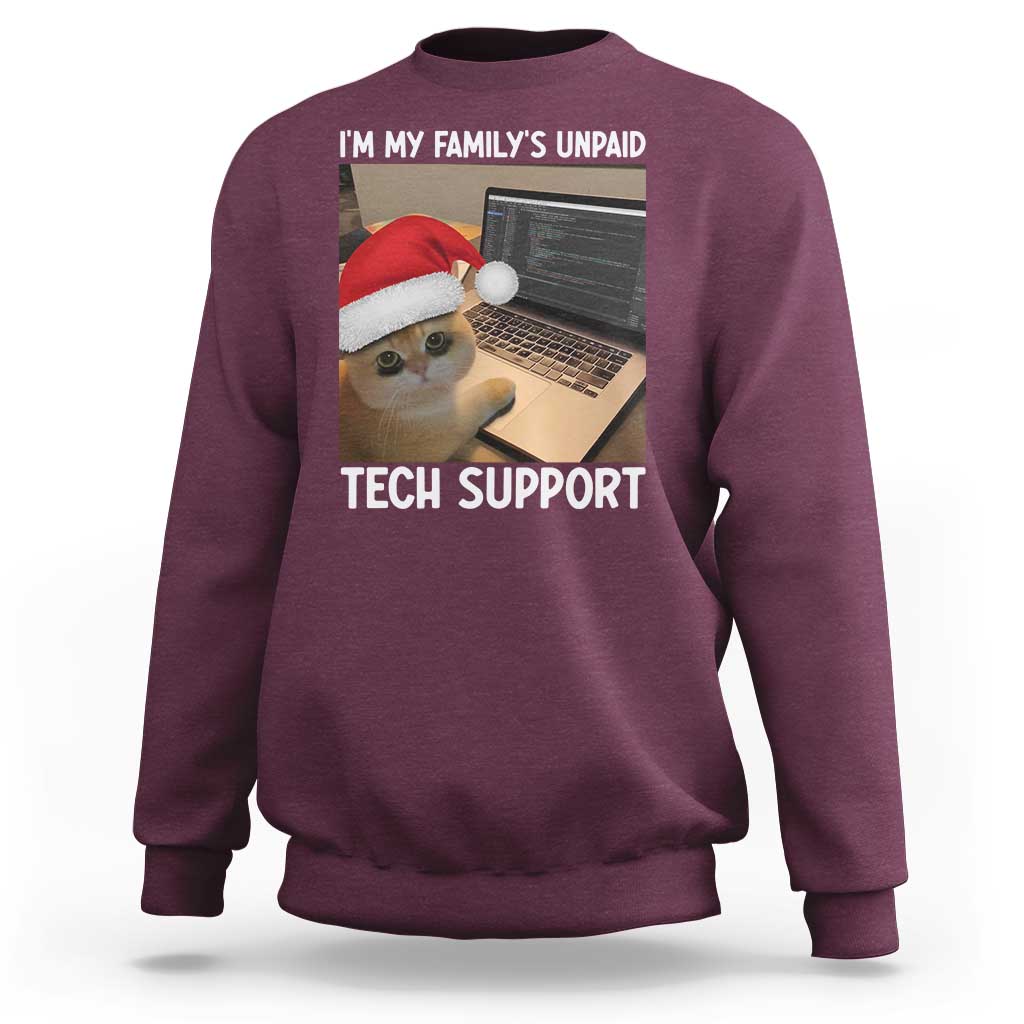 Funny Tech Support Cat Christmas Sweatshirt - Wonder Print Shop