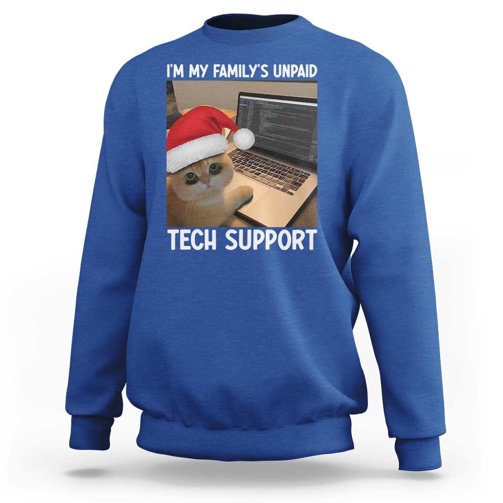 Funny Tech Support Cat Christmas Sweatshirt - Wonder Print Shop