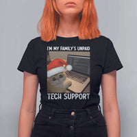 Funny Tech Support Cat Christmas T Shirt For Women - Wonder Print Shop