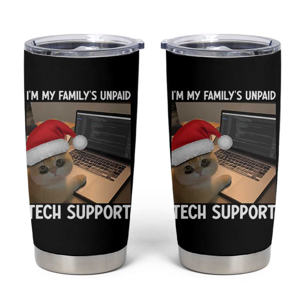 Funny Tech Support Cat Christmas Tumbler Cup - Wonder Print Shop