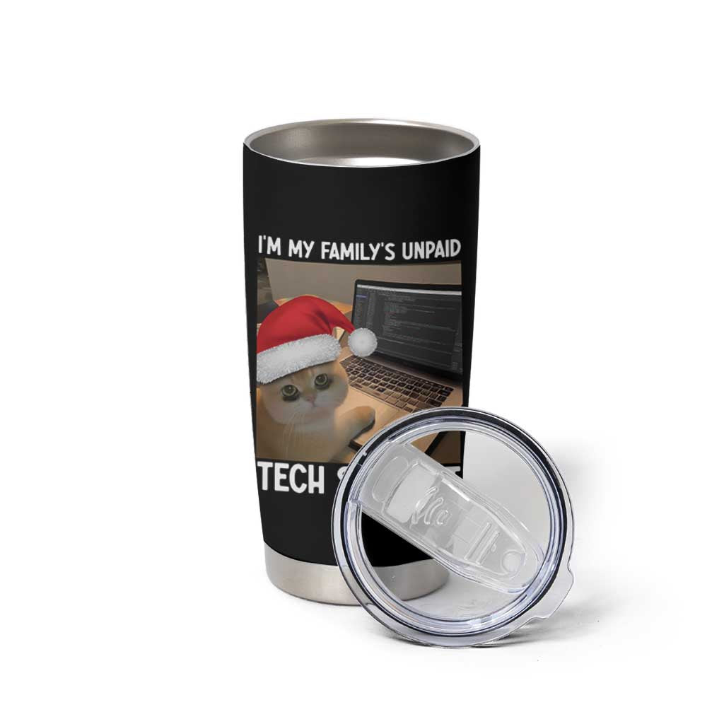 Funny Tech Support Cat Christmas Tumbler Cup - Wonder Print Shop