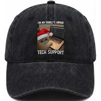 Funny Tech Support Cat Christmas Washed Cotton Baseball Cap