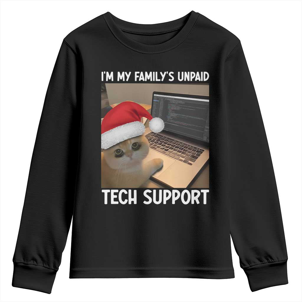 Funny Tech Support Cat Christmas Youth Sweatshirt - Wonder Print Shop