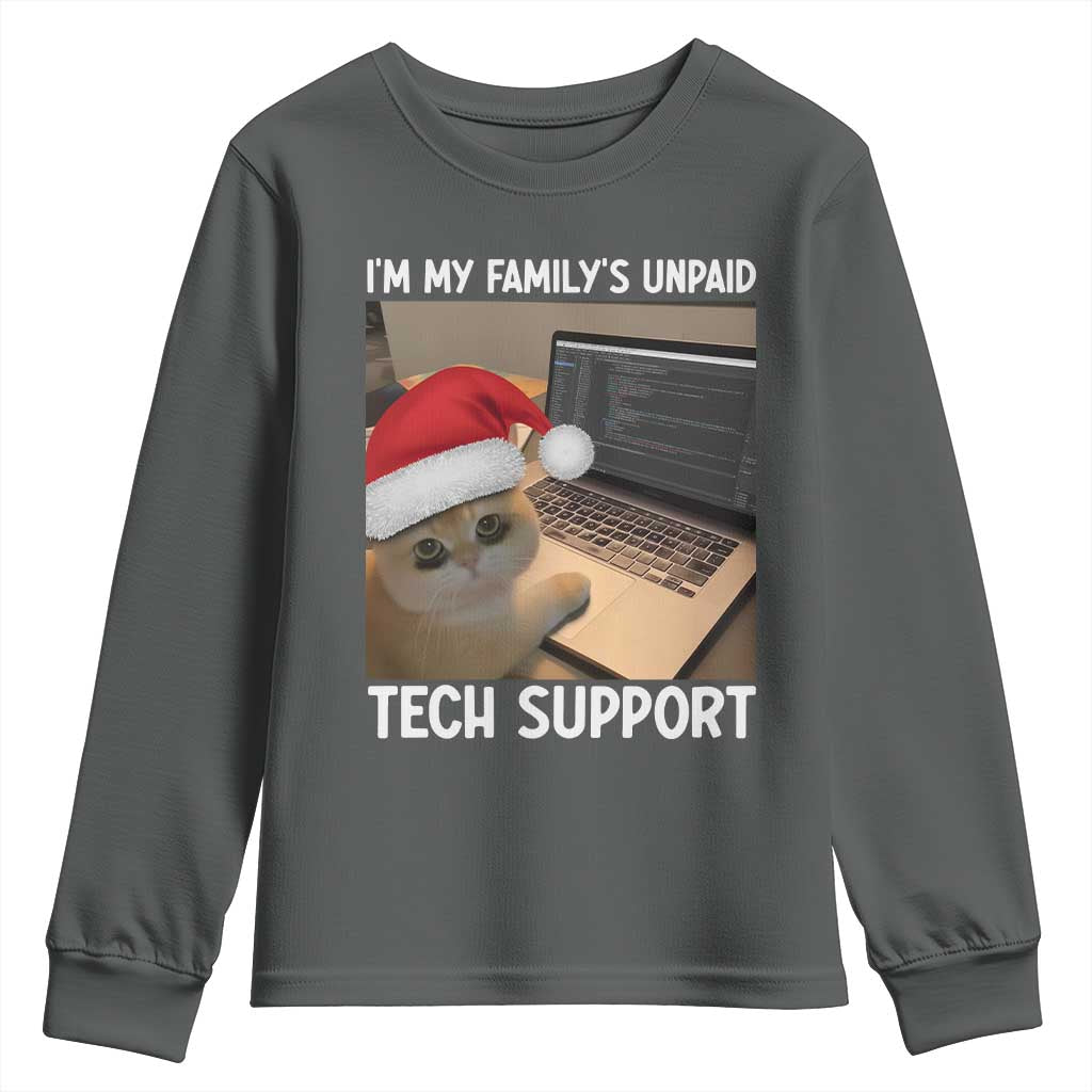 Funny Tech Support Cat Christmas Youth Sweatshirt - Wonder Print Shop