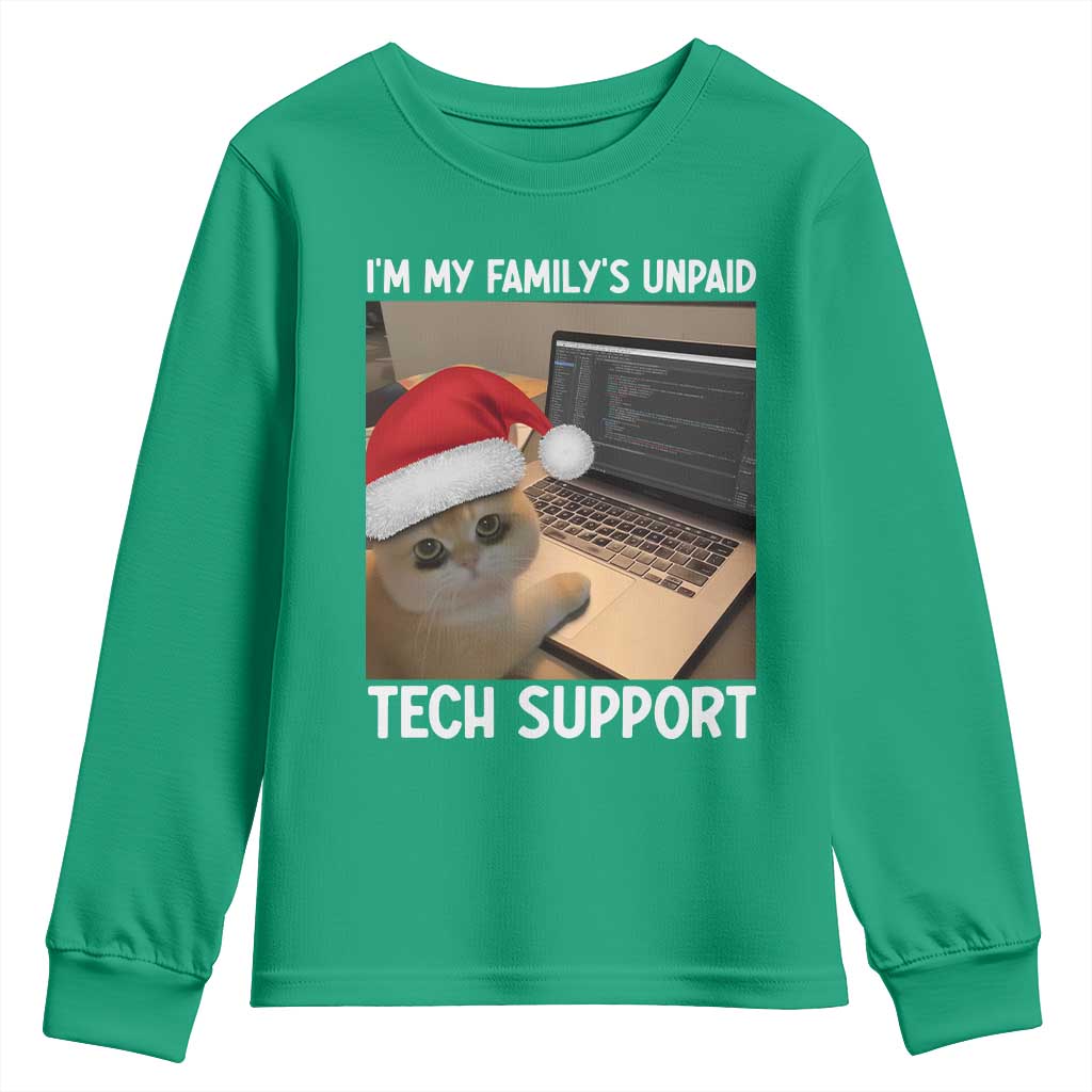 Funny Tech Support Cat Christmas Youth Sweatshirt - Wonder Print Shop