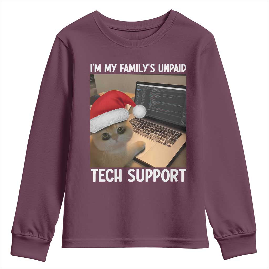 Funny Tech Support Cat Christmas Youth Sweatshirt - Wonder Print Shop