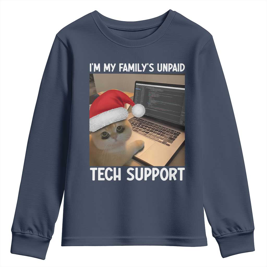 Funny Tech Support Cat Christmas Youth Sweatshirt - Wonder Print Shop