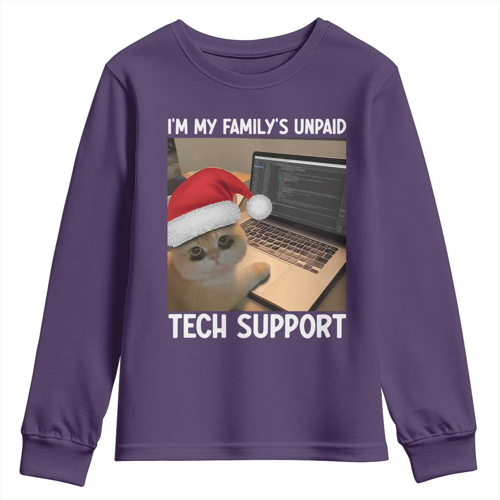 Funny Tech Support Cat Christmas Youth Sweatshirt - Wonder Print Shop