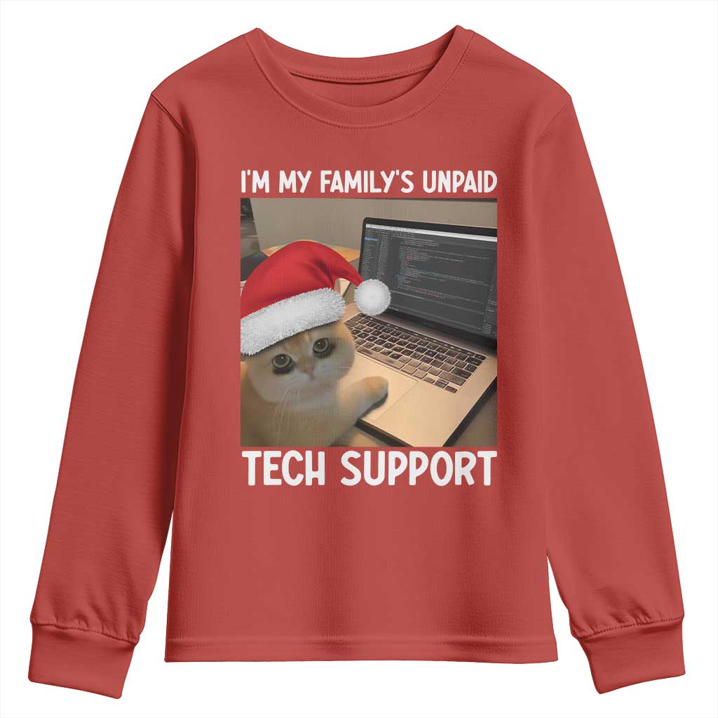 Funny Tech Support Cat Christmas Youth Sweatshirt - Wonder Print Shop